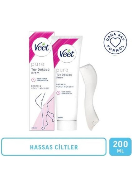 Hassas Ciltler Için Tüy Dökücü Krem, Bacak ve Vücut Bölgesi, 200 ml