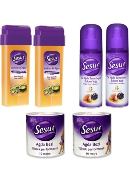 Doğal Ağda Seti, Temizleyici Yağ ve Bezi, 4'lü Paket