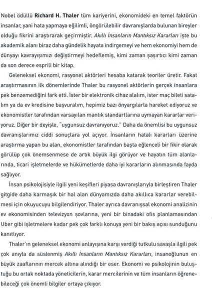 Akıllı Insanların Mantıksız Kararları - Richard H. Thaler | Vitrindeki Kitaplar fırsatları