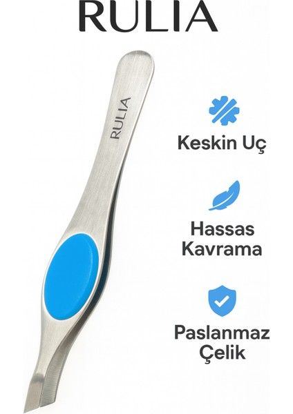 Kesik Uçlu, Silikon Tutuşlu, Paslanmaz Çelik Kaş Cımbısı, Tek Hamlede Kıl Kavrama