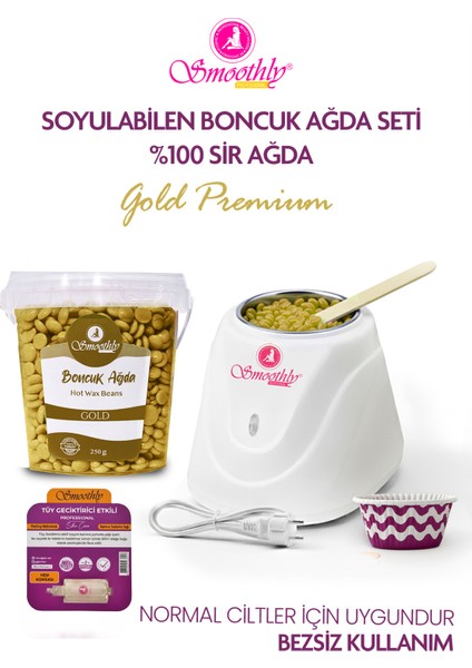 Altın Renkli Yüz ve Kaş Ağdası Seti, Boncuk ve Makine ile 225 G