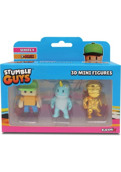 Stumble Guys 3'lü Mini Figür Seri 4 - Pixel Guy - Narwhal - Golden Sensei indirimleri