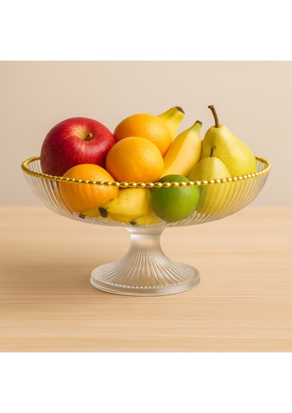 Cam Ayaklı Sunum Kase Meyvelik Tabak Altın Yaldızlı 24 x 11 cm modelleri