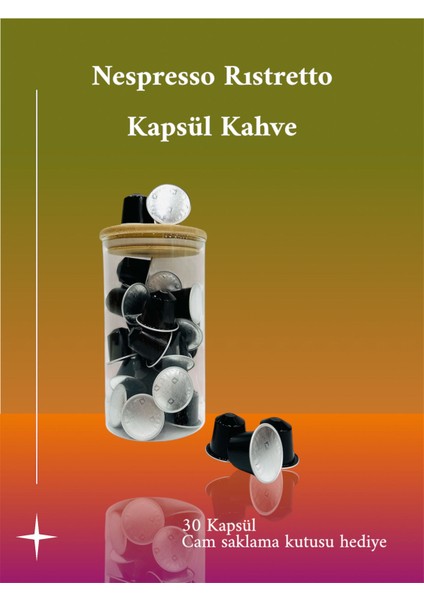 Cam Saklama Kutusu + 30 Adet Nespresso Arpeggio Kapsül Kahve