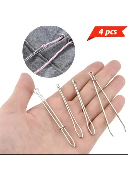 4'lü Metal Iplik Geçirici, Kolay Çekimli, Cımbızlı, Elastik Kemer Dikiş Aksesuarları