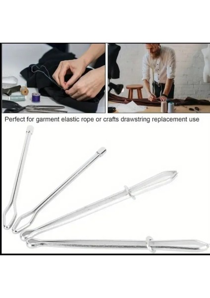 4'lü Metal Iplik Geçirici, Kolay Çekimli, Cımbızlı, Elastik Kemer Dikiş Aksesuarları fırsatları
