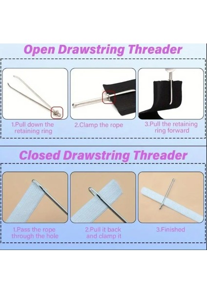 4'lü Metal Iplik Geçirici, Kolay Çekimli, Cımbızlı, Elastik Kemer Dikiş Aksesuarları