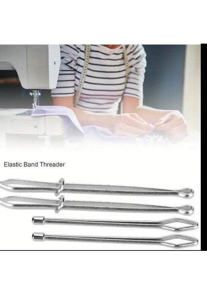 4'lü Metal Iplik Geçirici, Kolay Çekimli, Cımbızlı, Elastik Kemer Dikiş Aksesuarları