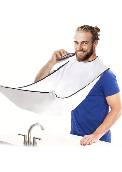 Beyaz Ev Tipi Yapışkanlı Vantuzlu Saç ve Sakal Kesme Önlüğü, Pratik Kullanım