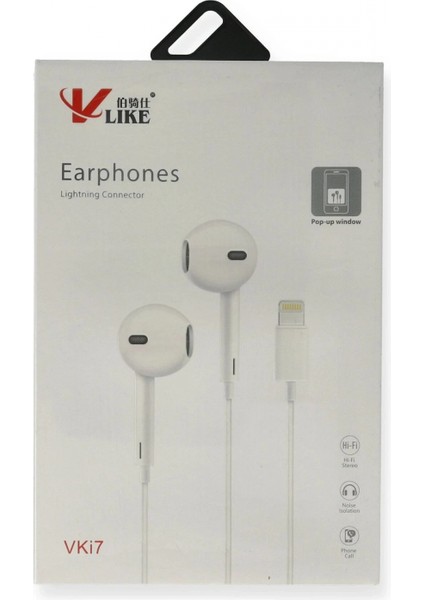 Vlike Vk I7 Lightning Bluetooth Kablolu Kulaklık fiyatları