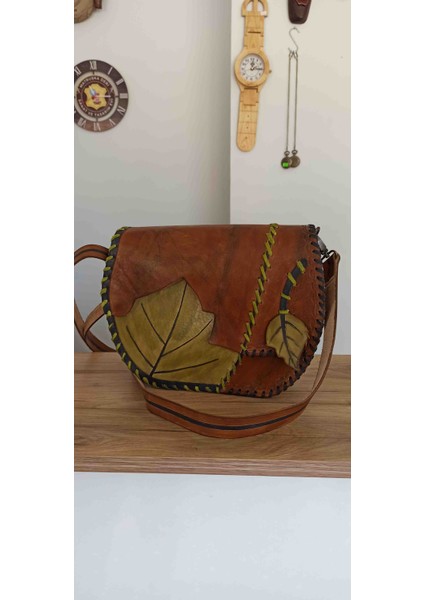 %100 Hakiki Deri El Yapımı Kol Çantası