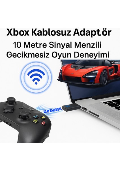 Xbox Kablosuz Adaptör – Pc Uyumlu Oyun Alıcısı | Windows 7/8/8.1/10/11 | Xbox One, One X/s, Series X/s, Elite Series Kollarla Uyumlu