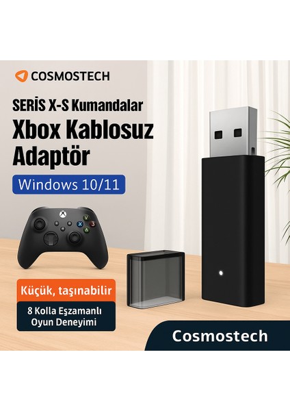 Xbox Kablosuz Adaptör – Pc Uyumlu Oyun Alıcısı | Windows 7/8/8.1/10/11 | Xbox One, One X/s, Series X/s, Elite Series Kollarla Uyumlu