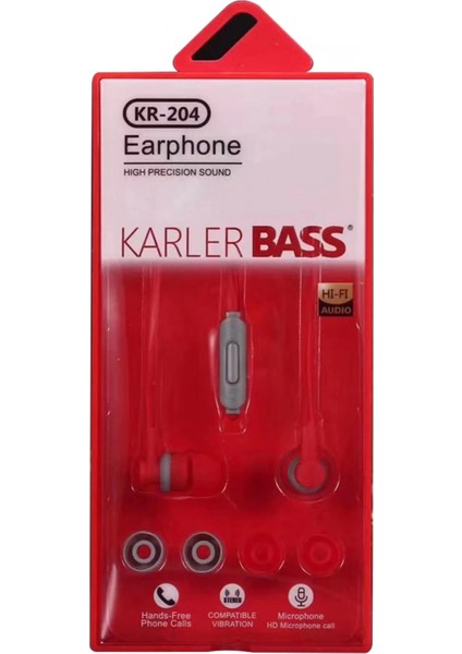 KR-204 Kablolu Kulaklık - Kırmızı