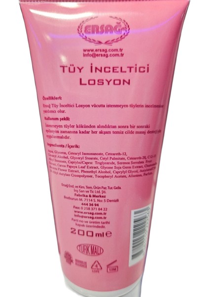 Ipeksi ve Pürüzsüz Cilt Için Tüy Azaltıcı Doğal Losyon