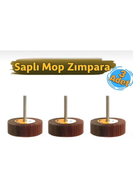 m Saplı Mop Zımpara Matkap Uyumlu 40-20 mm (3 Adet)
