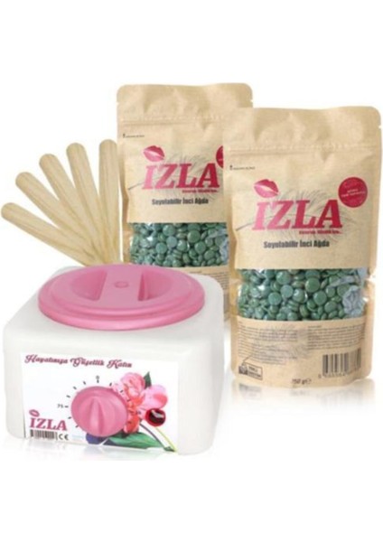 Yeşil Boncuk Ağda Spatula Seti, 2'li, Kullanışlı ve Pratik Ağda Araçları