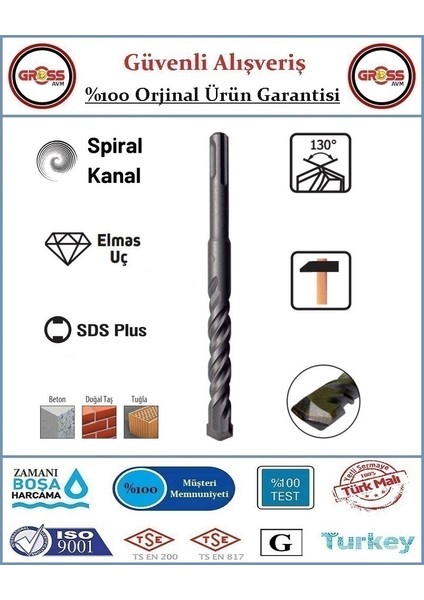 Sds Plus Beton Matkap Ucu - Elmas Uçlu - 5x160mm
