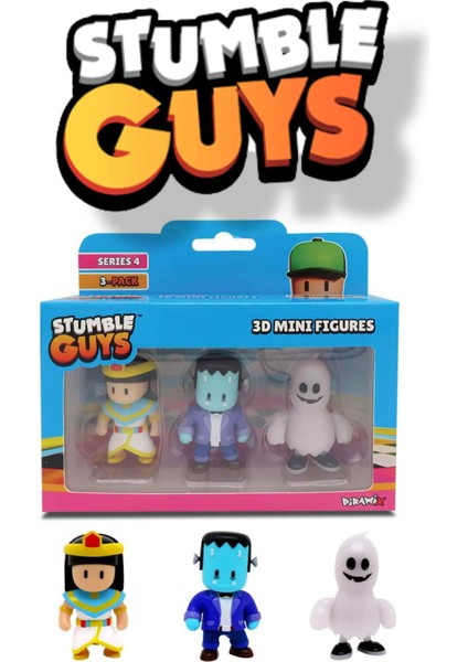 Stumble Guys 3'lü Mini Figür Seri 4 - Cleopatra - Stumblestein - Dead Fred