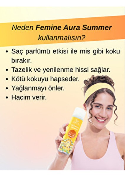 Feminine Aura Summer Kuru Şampuan Hacim Verici Etki 200 ml Tüm Saçlar İçin indirimleri