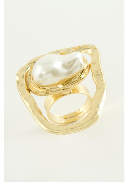 Msa-Shop Oval Inci Metal Yüzük-Sarı