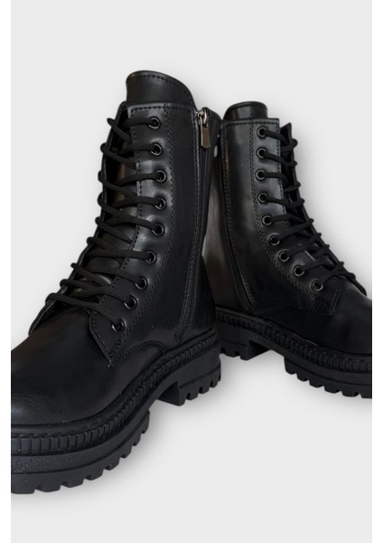 Kışlık Yandan Fermuarlı Uzun Kadın Bot Siyah - Siyah modelleri