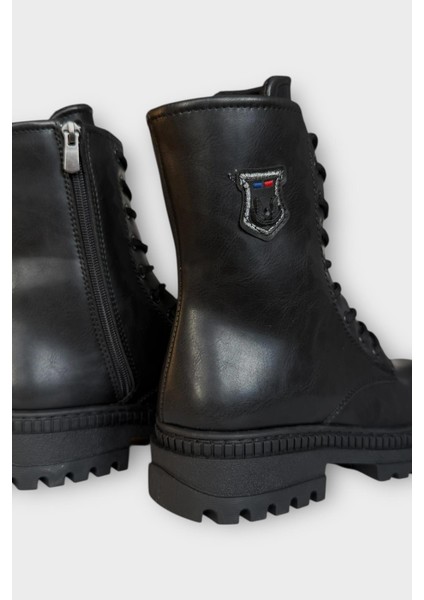 Kışlık Yandan Fermuarlı Uzun Kadın Bot Siyah - Siyah indirimleri