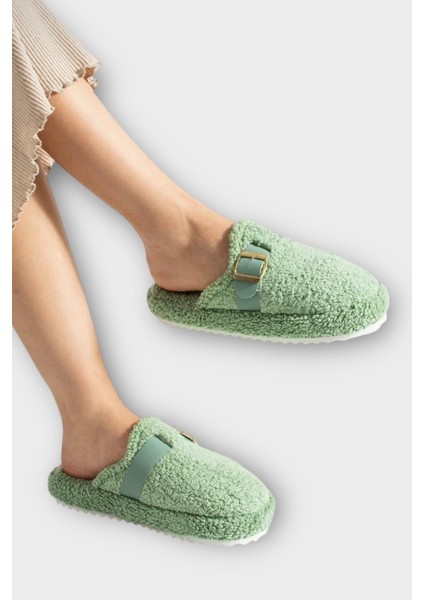 Pofuduk Ses Yapmaz Eva Taban Tokalı Kadın Ev Terliği Yeşil fiyatları