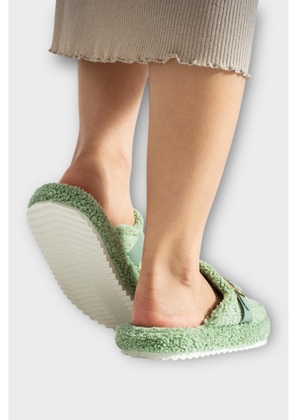 Pofuduk Ses Yapmaz Eva Taban Tokalı Kadın Ev Terliği Yeşil fırsatları