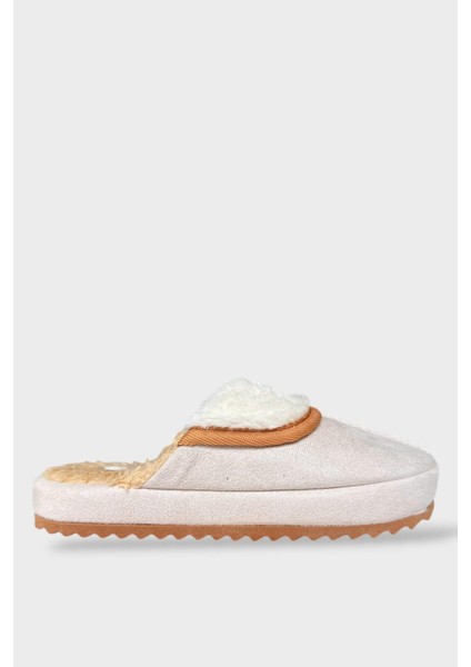 Içi Peluş Ses Yapmaz Eva Taban Kadın Evterliği Bej