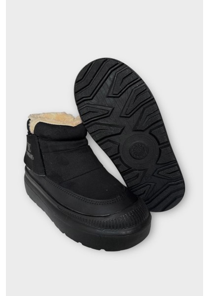 Nubuk Içi Kürklü Kalın Taban Kadın Bot Siyah