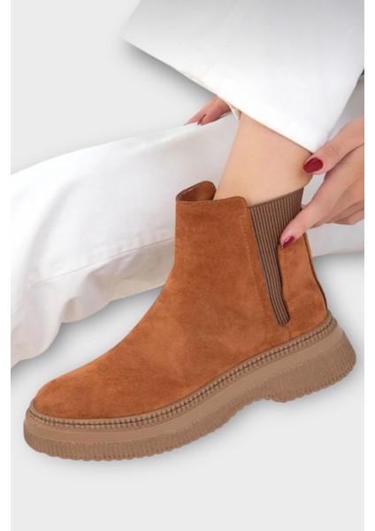 Yandan Lastikli Günlük Kadın Süet Bot Taba fırsatları
