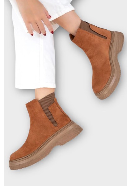 Yandan Lastikli Günlük Kadın Süet Bot Taba indirimleri