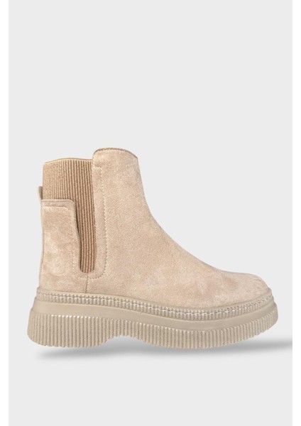 Yandan Lastikli Günlük Kadın Süet Bot Bej