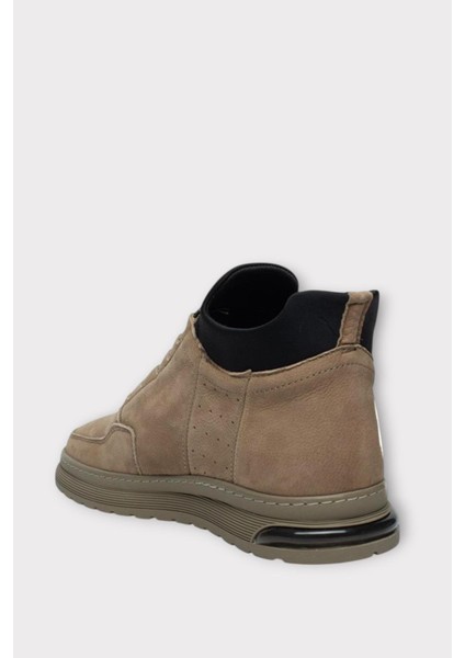 Erkek Nubuk Hakiki Deri Bağcıklı Kaydırmaz Kauçuk Taban Bot Bej modelleri