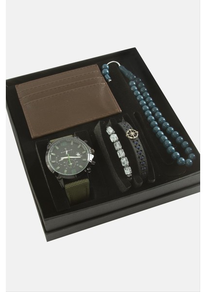 Nrtmsa Kayışlı Kol Saati Tesbih Bileklik Ve Cüzdan Kutulu Set-yeşil fiyatları