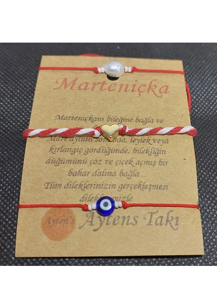 3'lü Marteniçka Dilek Şans Bilekliği Doğal Incili