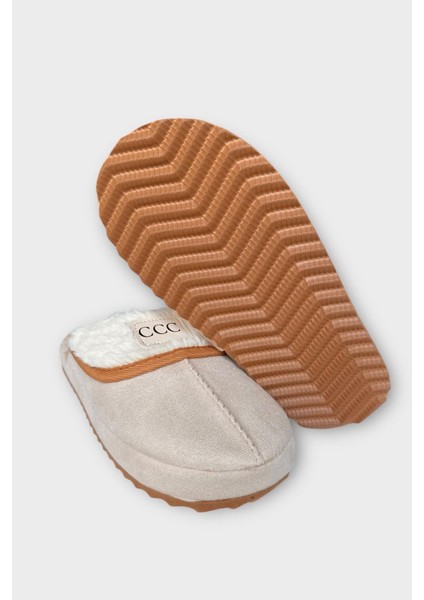 Içi Peluş Ses Yapmaz Eva Taban Kadın Evterliği Bej