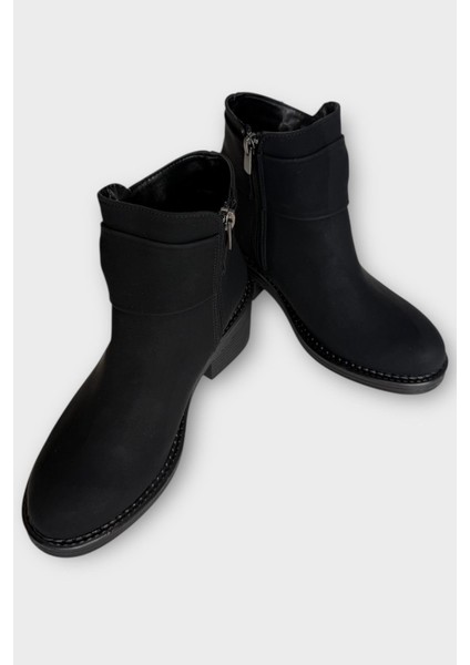 Taş Detaylı Kalın Topuklu Kadın Bot Siyah - Füme fırsatları