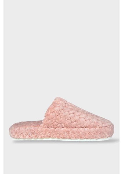 Kadın Zikzak Desen Içi Kürklü Kaymaz Taban Ev Terliği Pembe