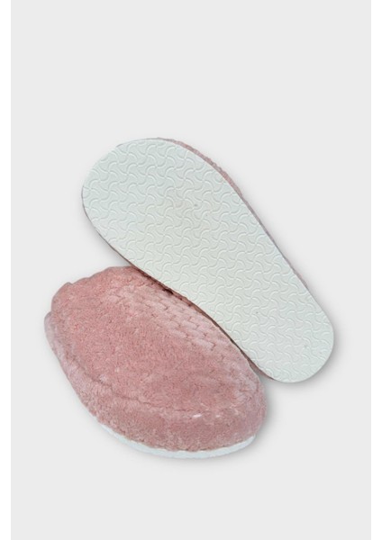 Kadın Zikzak Desen Içi Kürklü Kaymaz Taban Ev Terliği Pembe