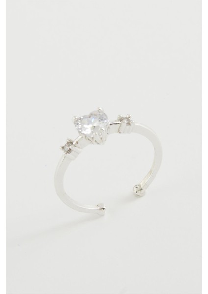 Msa-Shop Kalp Zirkon Taşlı Yüzük-Gümüş Rengi fiyatları