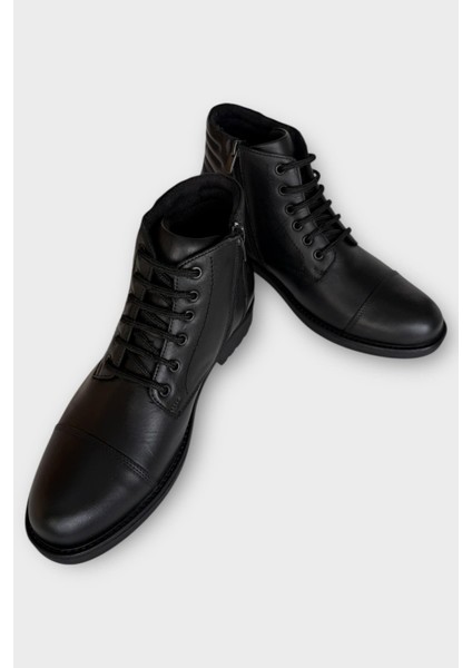 Hakiki Deri Kaydırmaz Kauçuk Taban Günlük Erkek Bot Siyah fırsatları