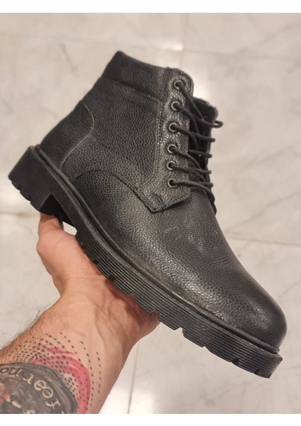 Hakiki Deri Erkek Bot Iç Fermuar ve Bağcıklı Anılbey Garantili