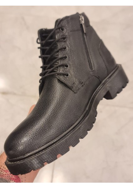 Hakiki Deri Erkek Bot Iç Fermuar ve Bağcıklı Anılbey Garantili