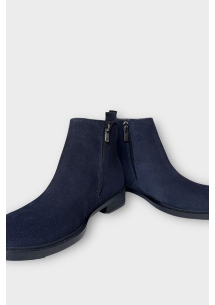 Erkek Hakiki Deri Çift Fermuar Detay Bot Lacivert fırsatları