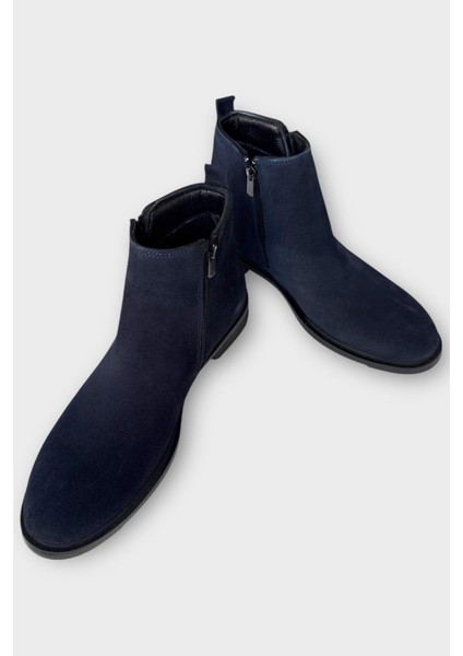 Erkek Hakiki Deri Çift Fermuar Detay Bot Lacivert indirimleri