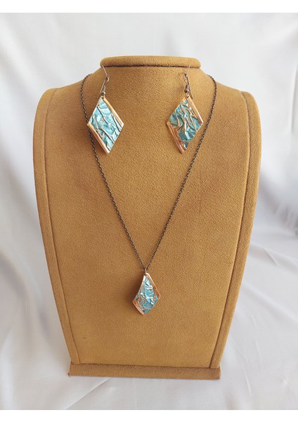 Saf Bakır 2'li Takı Set, Kolye Küpe Set