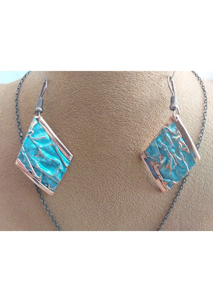 Saf Bakır 2'li Takı Set, Kolye Küpe Set modelleri