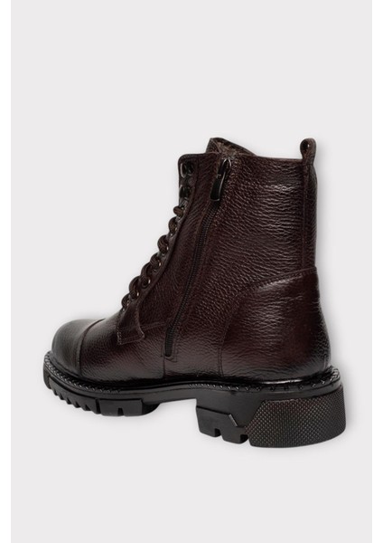 Erkek Içi Kürklü Hakki Deri Fermuarlı Kaydırmaz Termo Taban Bot Kahverengi modelleri